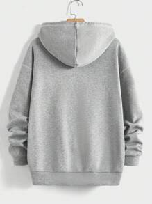 EASEVO 男士加大灰色帶前袋連帽衫 - 淺灰色 - 查看 2