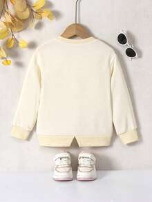 SHEIN Little Girls' Fashionable Apricot Long Sleeve Sweatshirt For Autumn/winter - Apricot - View 2