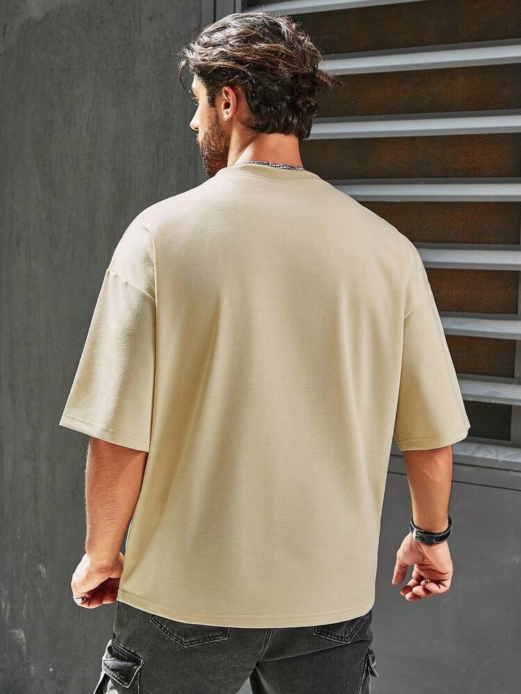 Loose Men's Plus Size Text Printed Short Sleeve T-Shirt