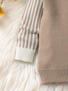 Baby Boys' Sweater With Letter & Stripe Pattern - Khaki - View 5