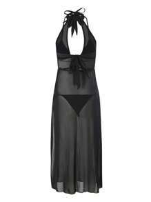 Swim SXY Robe cache-maillot élégante et sexy à col montant pour l'été - Noir - Voir 4