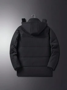 Men's Hooded Fleece Winter Coat, Fall/Winter, Warming - Black - View 2