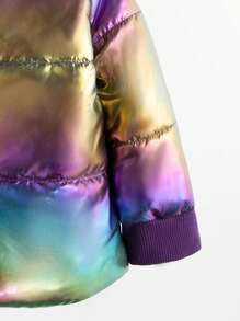 1pc Baby Girls' Iridescent Padded Coat - Multicolor - View 3
