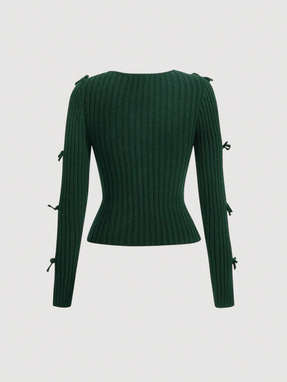 Women's Keyhole Neckline Sweater With Bow Decoration