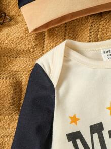 2024 New Year Baby Boys' Long Sleeve Jumpsuit With Round Neck & Color-Blocked Design, Autumn/Winter - Multicolor - View 4