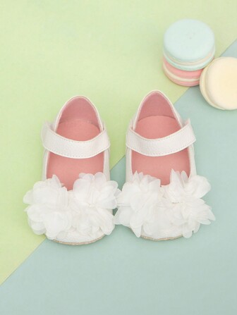 Spädbarn Tjejer Vit Platta Skor Med Blommig Dekor , Mest Populär Artikel