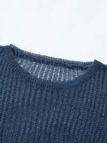 Manfinity Hypemode Men's Solid Color Loose Fit Flared Sleeve Casual Sweater - Blue - View 4