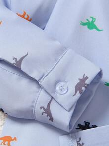 SHEIN Toddler Boys' Dinosaur Printed Button-front Shirt For Spring And Autumn - Multicolor - View 5