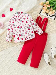 Valentine's Day, Baby Boy Fun Love Printed Casual All-In-One Suspenders Suit - Multicolor - View 2