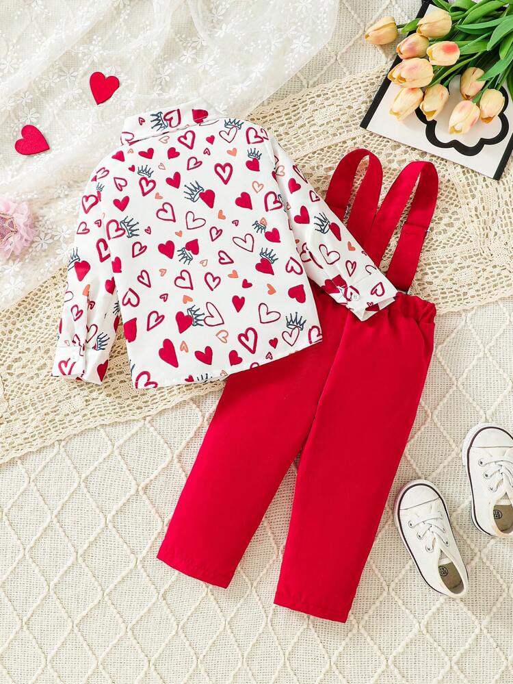 Valentine's Day, Baby Boy Fun Love Printed Casual All-In-One Suspenders Suit