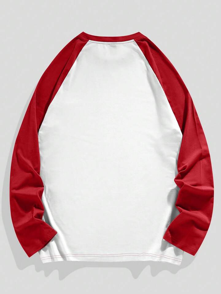 Our Grunge Punk Men Raglan Sleeve Color-Blocked Long-Sleeved T