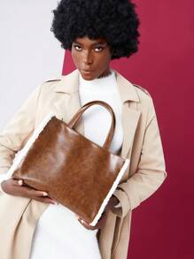 BizChic Large Capacity Vintage Tote Bag For Women - Brown - View 5