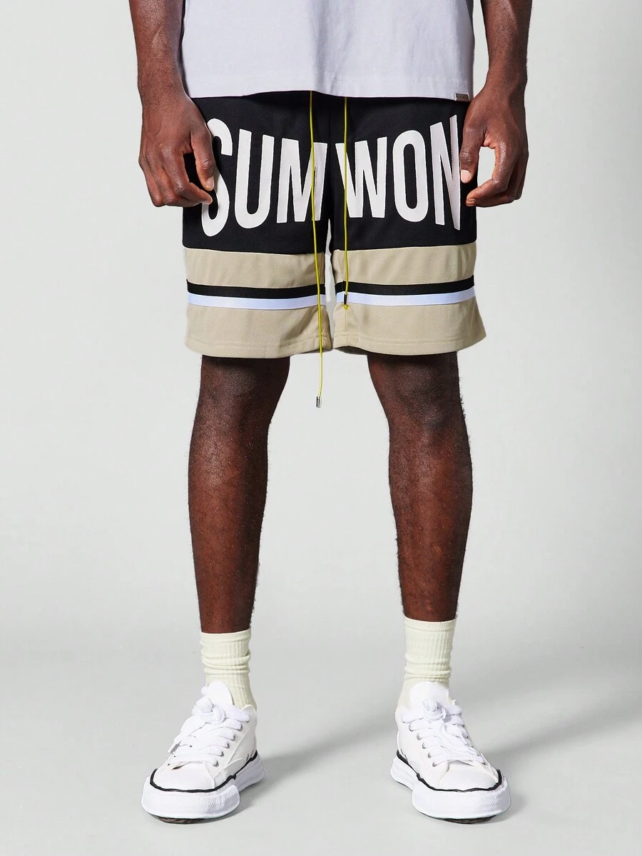 SUMWON Men Letter Print Draw String Waist Casual Shorts | SHEIN USA