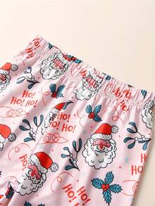 少女聖誕印花擴袖波浪邊上衣&擴腿褲 - 粉色 - 查看 4