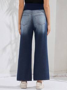 SHEIN Maternity Support Belly Wide Leg Jeans - Medium Wash - View 2