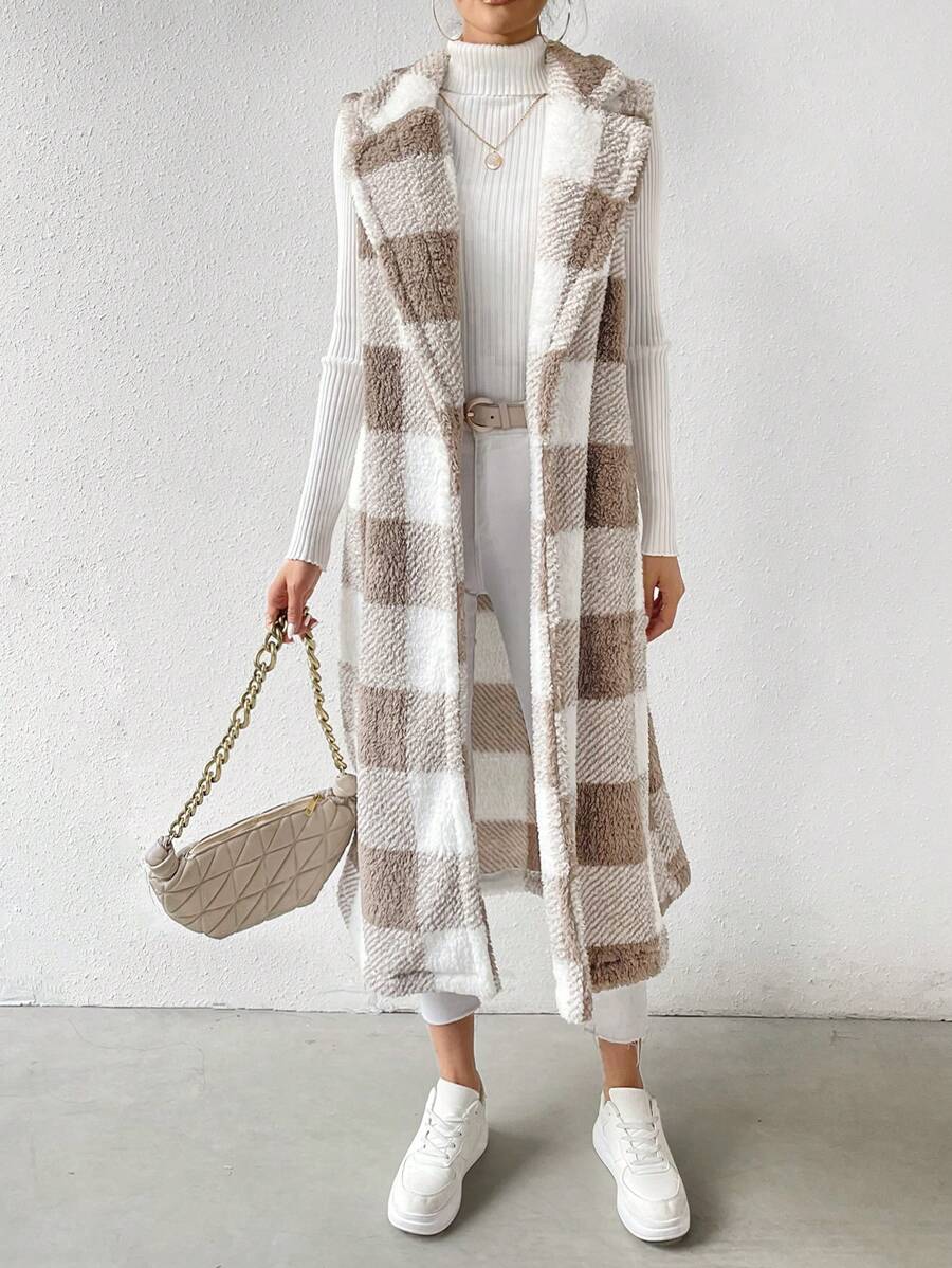 SHEIN LUNE Của phụ nữ Kẻ sọc Không tay Dài áo - Nhiều màu - Xem 1