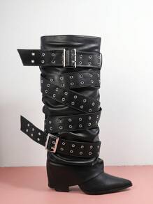 SHUZIA Fashionable Women's Personalized Rivet Decorated Boots Summer Shoes Spring Shoes Spring Break Easter For Christmas Valentine's Day - Black - View 6