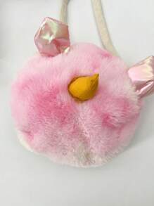 嬰兒女童帶包連帽棉衣,冬季時尚厚外套 - 粉色 - 查看 5