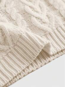 ROMWE Kawaii 情人節心形空心針織毛衣 - 杏色 - 查看 6