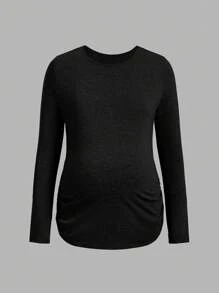 SHEIN 3 件/套 純色褶皺孕婦 T 卹 - 灰色 - 查看 14