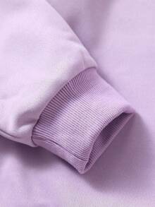 SHEIN 女童标语印花保暖衬里运动衫 - 紫色 - 查看 4