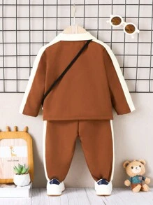 Neutrale Babykleidung Für Jungen & Mädchen Mit Coolen Minimalistischen Bärenmustern Und Passender Tasche - Braun - Übersicht 2