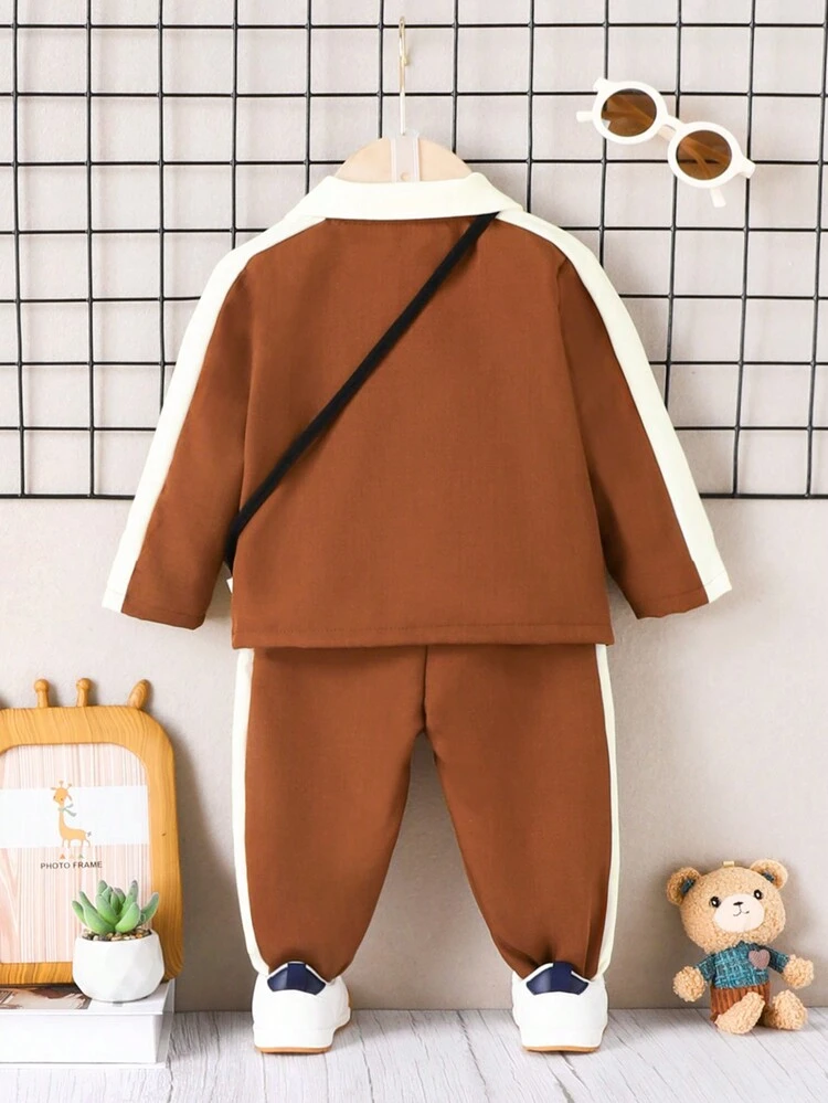 Neutral Baby Boys' & Girls' Cool Minimalist Bear Patterned Outfits With Matching Bag