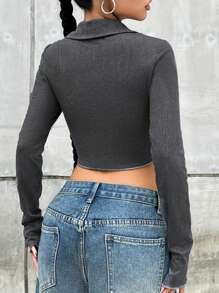 SHEIN ICON 男士不對稱下擺羅紋紐扣針織 T 卹