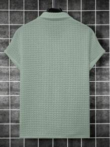 Manfinity Homme Men's Textured Button-down Shirt - Green - View 2