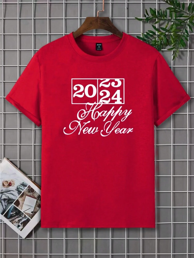 Men's Casual Letter Slogan Printed Crewneck Short Sleeve T-shirt