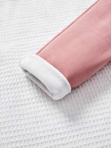 SHEIN Leggings Cortos De Color Liso Para Niña Adolescente Con Detalles De Canalé