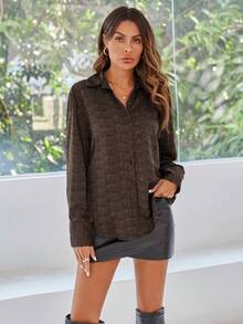 GENKIRA Women Blouses Tombol Depan Plain Casual Anggun - MultiWarna - View 5