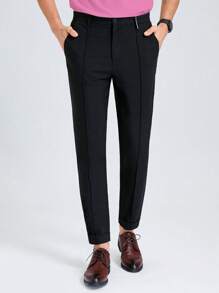 Manfinity Mode Men Solid Slant Pocket Suit Trousers - Black - View 1