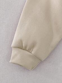 SHEIN Unity Hơn Đồ họa núi & khẩu hiệu Thả vai Áo nỉ - Màu be - Xem 3