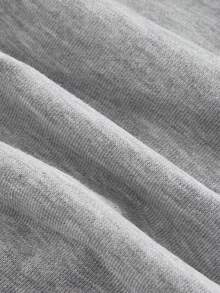 SHEIN MOD Women's Solid Color Wrapped Ruched Hoodie - Grey - View 3