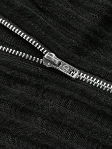 SHEIN EZwear Plush Patchwork Black Knitted Ladies' Dress - Black - View 4