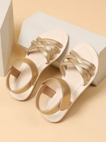 1pair Children's Flat Sandals Multicolor Girls' Item