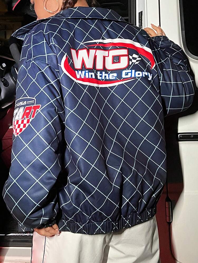 Checked Jacket With Letter Print
