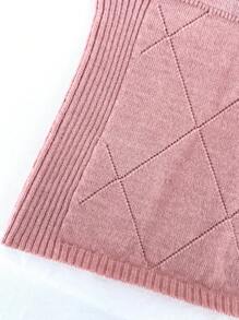 SHEIN Unity 粉色撞色修身针织套头衫秋冬毛衣 - 粉色 - 查看 6