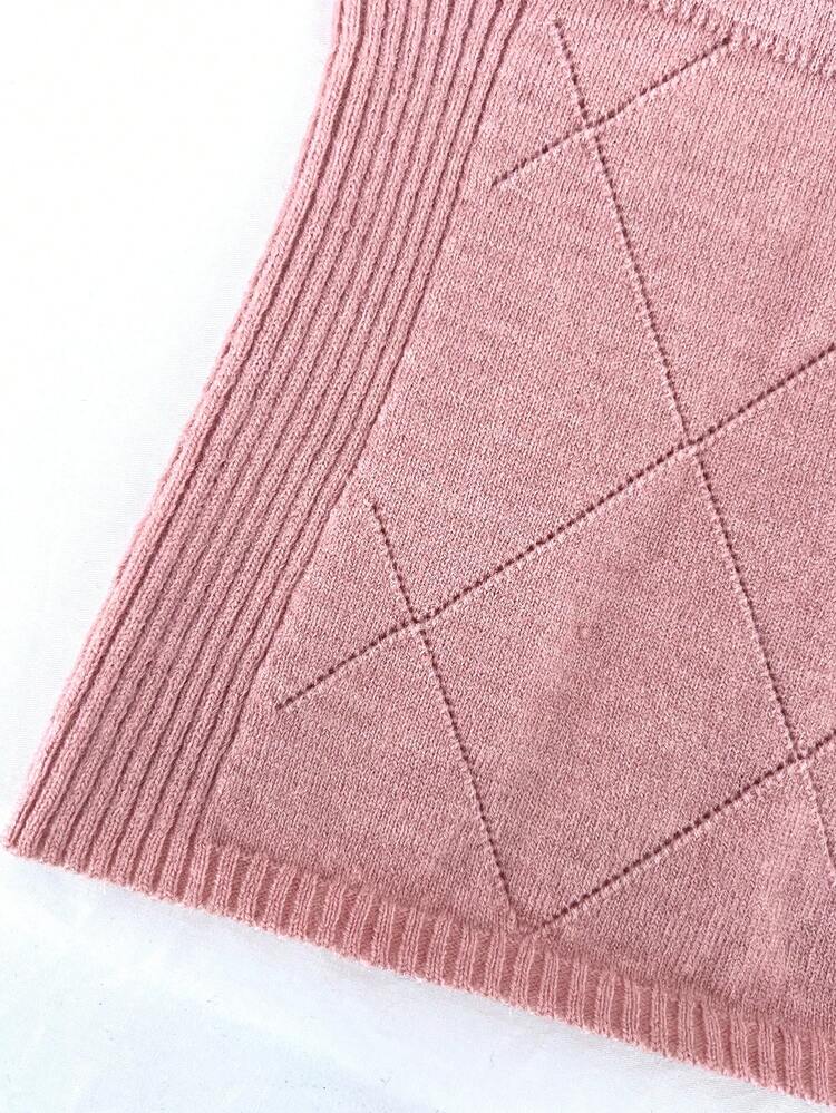 Pink Color Block Slim Fit Knit Pullover Fall Winter Sweater