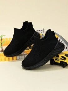 Breathable Infant Striped Sneakers For Streetwear - Black - View 2