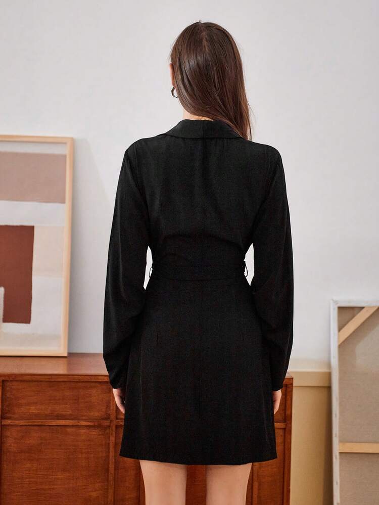 Solid Color Hollow Out Cross Back Dress Fall Cloth For Women