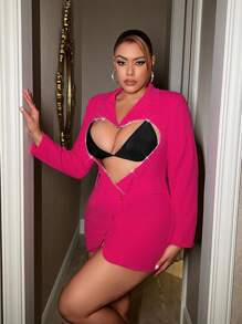 SHEIN SXY Manteau Robe Rose Habits Femmes Grandes Tailles Pour La Saint-valentin Et Nouvel An, Robe De Noël Pour Femmes, Tenues De Nouvel An, Robe De Soirée, Tenues Sexy Pour Club