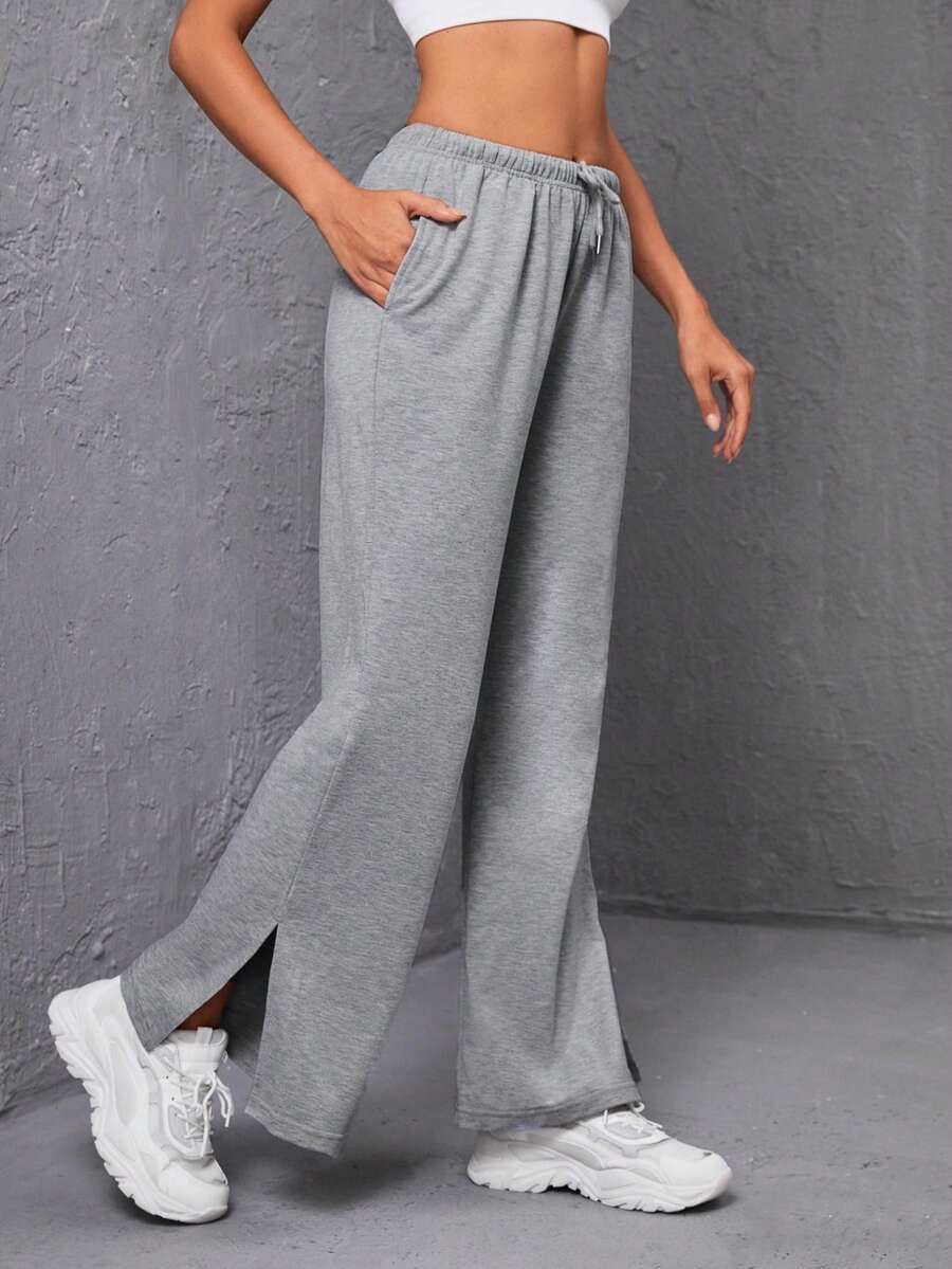 SHEIN Daily&Casual Lỏng lẻo phù hợp Tách quần ống rộng Quần thể thao Đối với Mùa thu Và Mùa Đông - Màu Xám nhạt - Xem 1