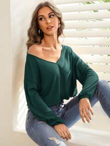 SHEIN Essnce V領長袖t恤