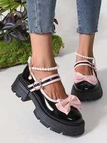 ROMWE Kawaii Women's Wedge Heel & Thick Sole Shoes - Black - View 3