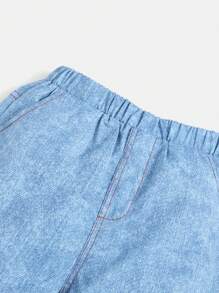 SHEIN Young Boy Cute Loose Fit Animal Printed Pants With Straight Leg - Light Wash - View 5