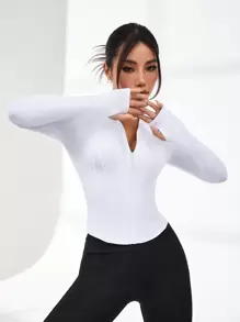 SHEIN With My Calm Solid Color Stand Collar Athletic Jacket