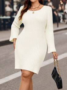 SHEIN LUNE Women's Plus Size Hollow Out Twisted Knit Sweater Dress Fall Cloth For Women