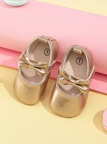 舒適的瑪莉珍女孩防滑鞋0-1歲公寓嬰兒和幼兒平底鞋 - 金色 - 查看 4